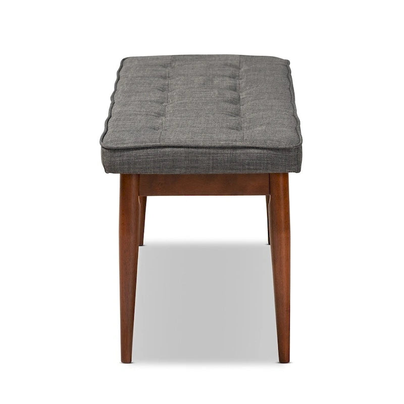 Banc de salle à manger capitonné en tissu, style Mid-Century Modern