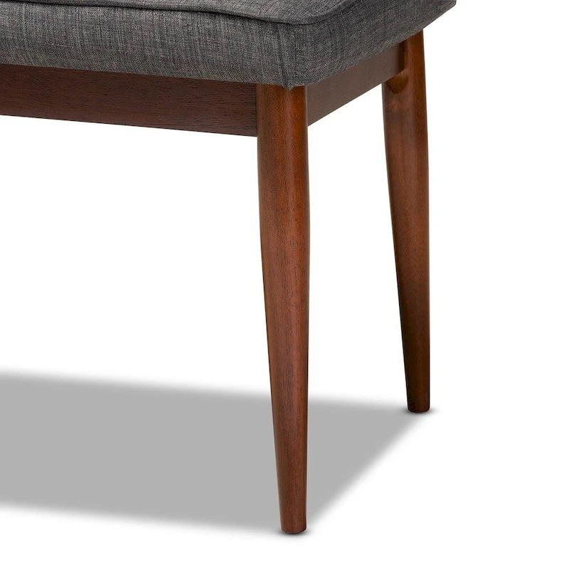 Banc de salle à manger capitonné en tissu, style Mid-Century Modern