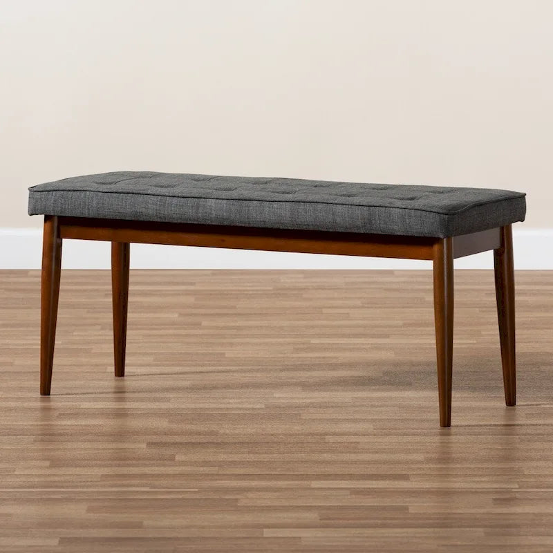 Banc de salle à manger capitonné en tissu, style Mid-Century Modern