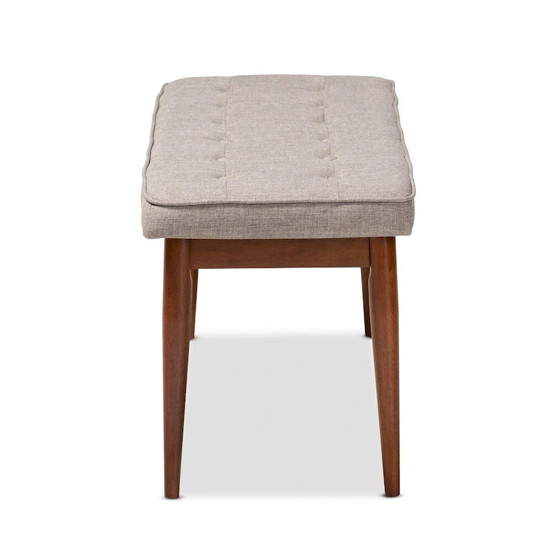 Banc de salle à manger capitonné en tissu, style Mid-Century Modern