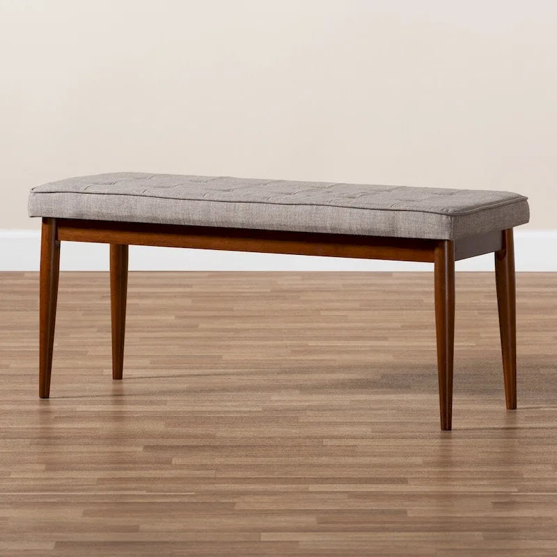 Banc de salle à manger capitonné en tissu, style Mid-Century Modern