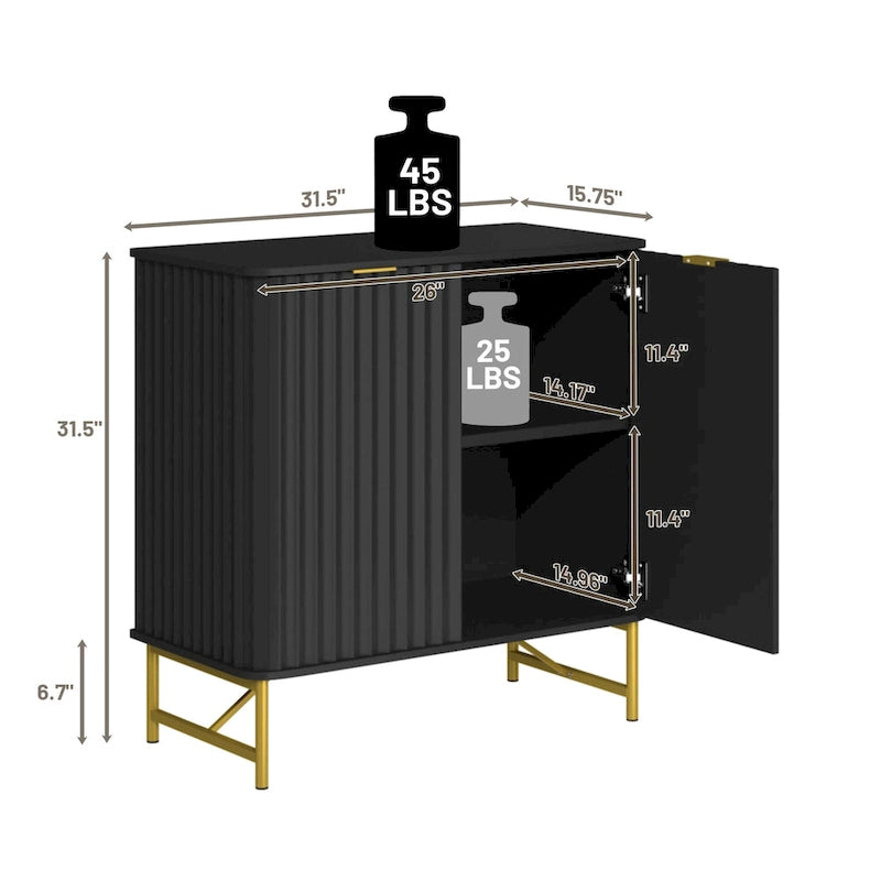 Buffet d'appoint moderne à 2 portes en MDF