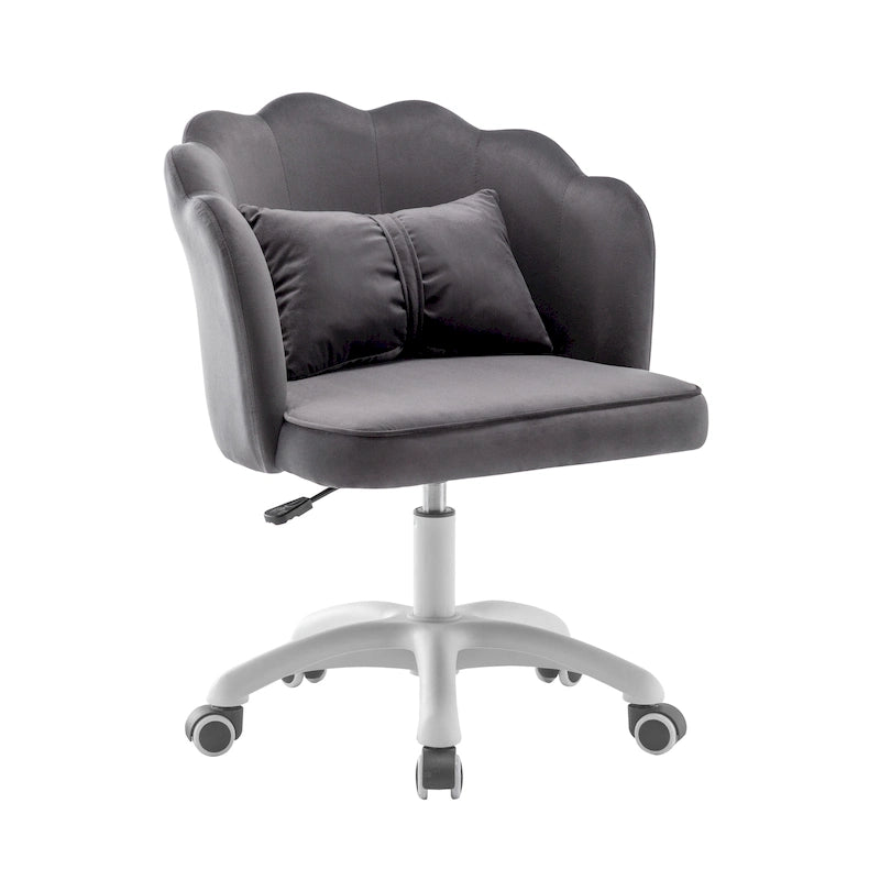 Chaise de bureau en velours festonné avec base en nylon