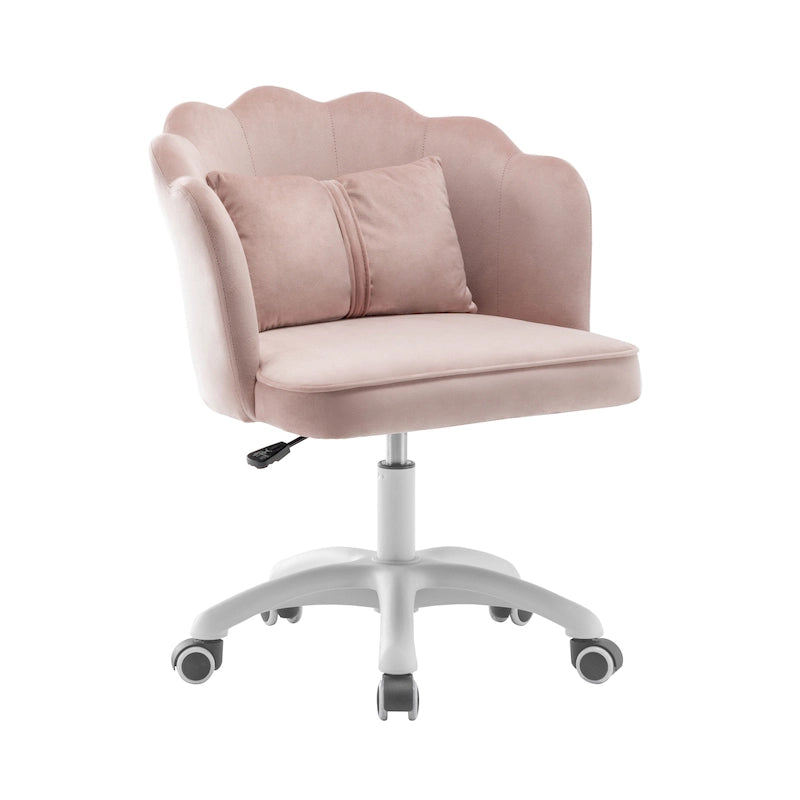 Chaise de bureau en velours festonné avec base en nylon