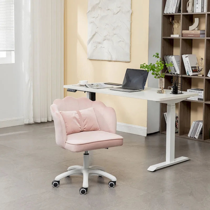 Chaise de bureau en velours festonné avec base en nylon