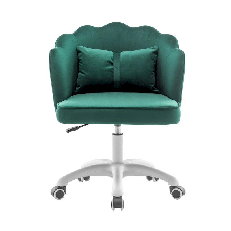 Chaise de bureau en velours festonné avec base en nylon