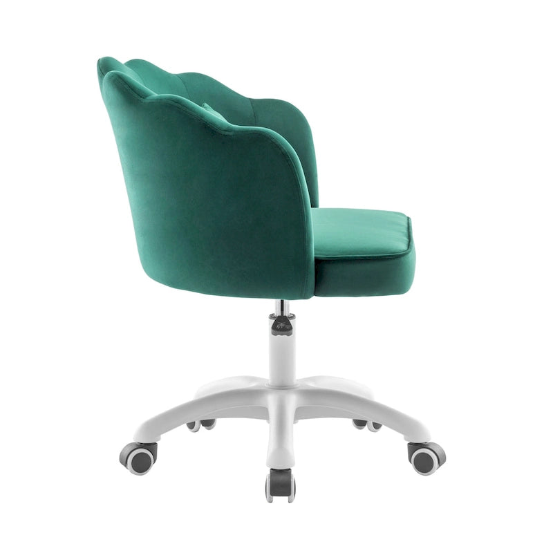 Chaise de bureau en velours festonné avec base en nylon