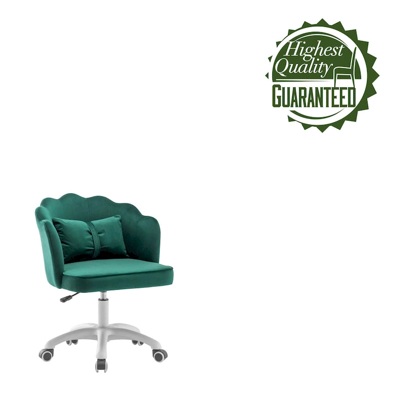 Chaise de bureau en velours festonné avec base en nylon