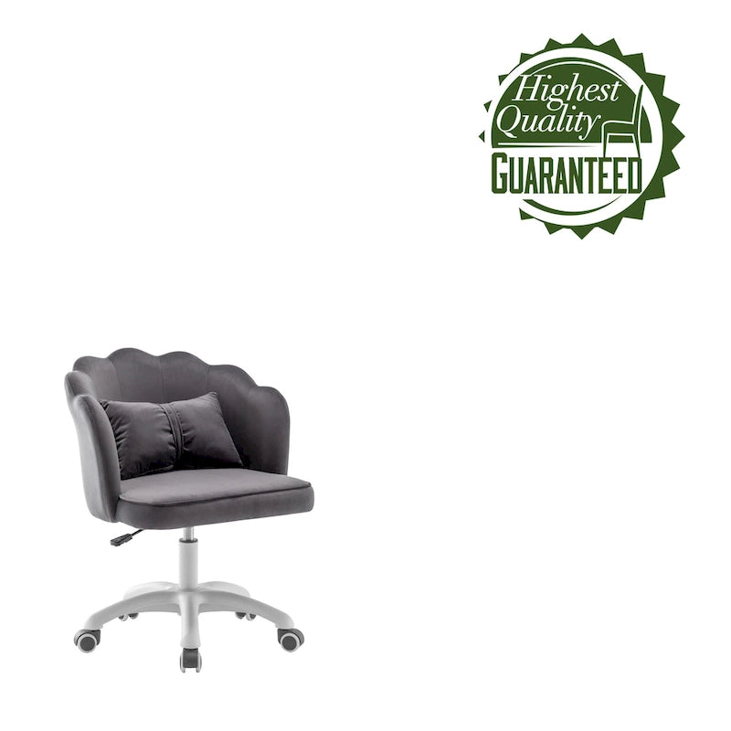 Chaise de bureau en velours festonné avec base en nylon
