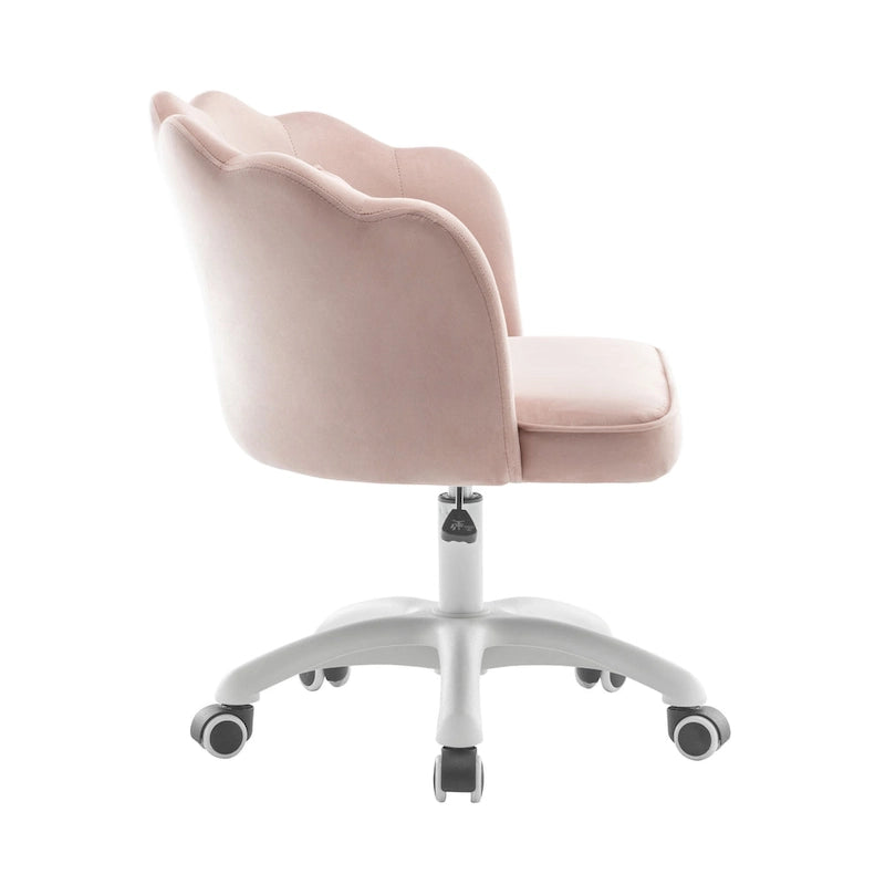 Chaise de bureau en velours festonné avec base en nylon