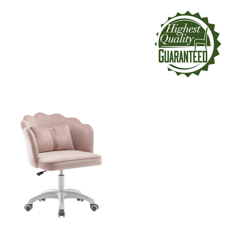 Chaise de bureau en velours festonné avec base en nylon