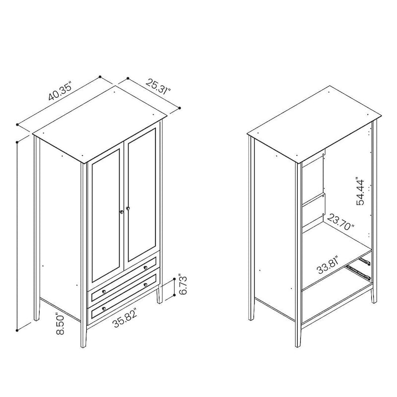 Armoire complète (incluant penderie et double tiroirs)