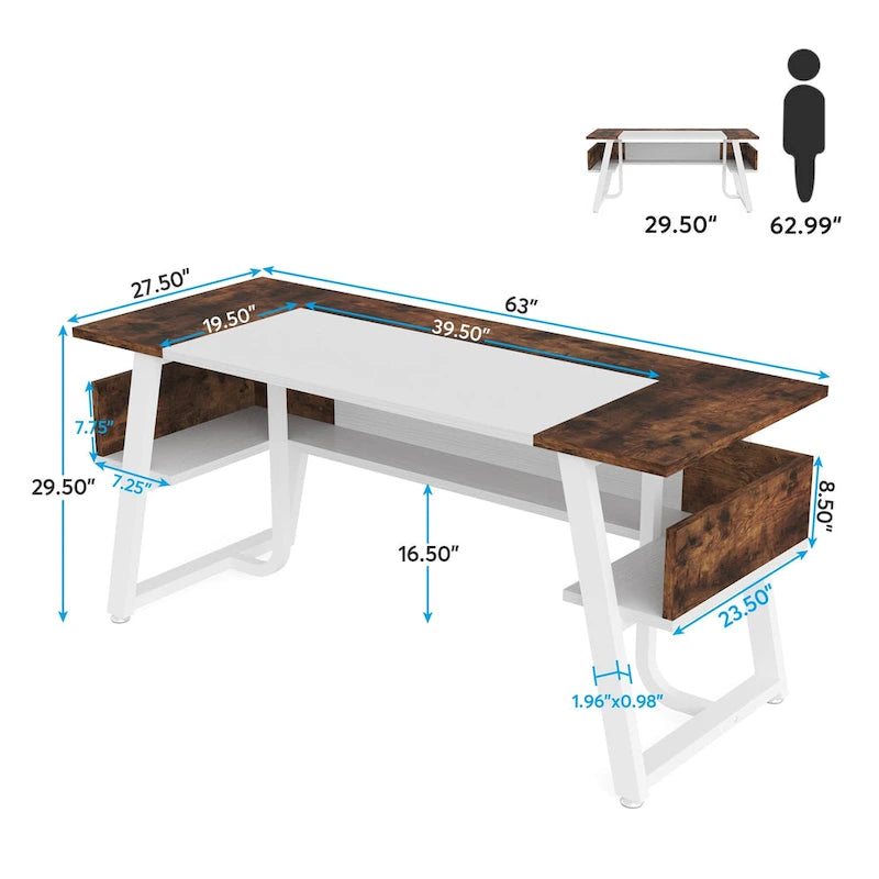 Grand bureau de direction de 160 cm (avec étagères)