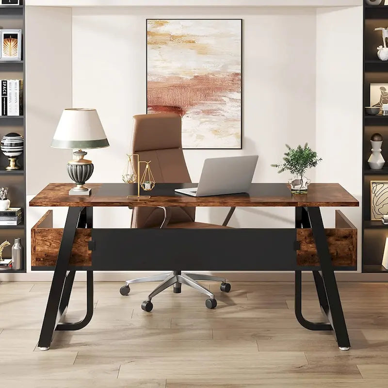 Grand bureau de direction de 160 cm (avec étagères)