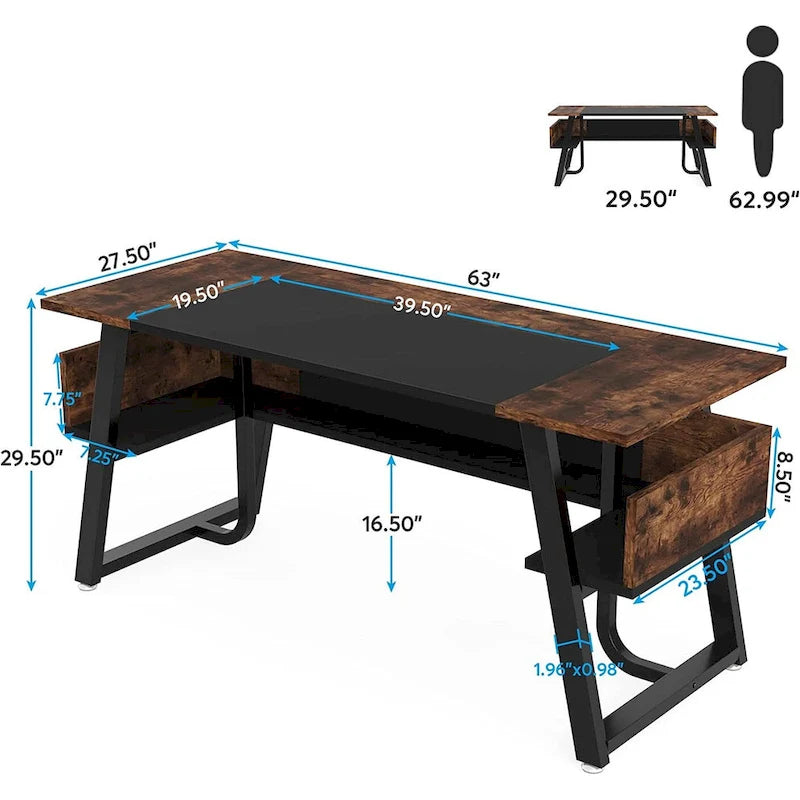 Grand bureau de direction de 160 cm (avec étagères)