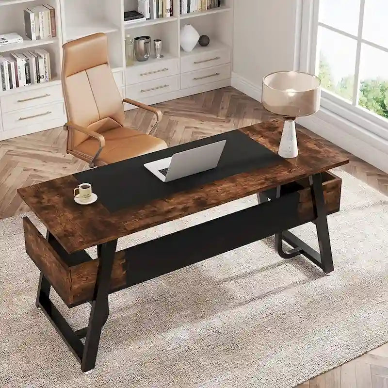 Grand bureau de direction de 160 cm (avec étagères)