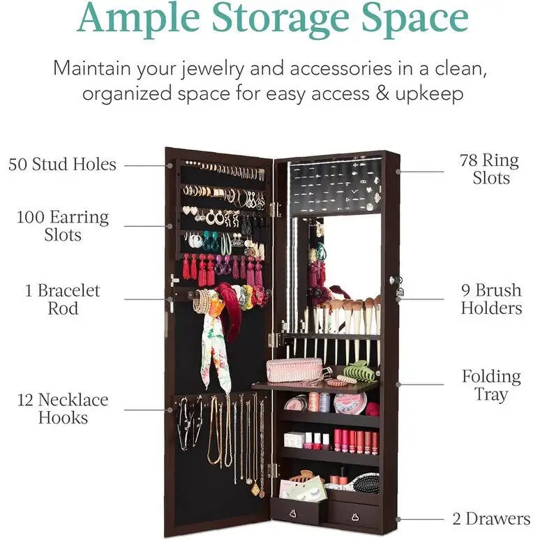 Armoire à bijoux miroir LED