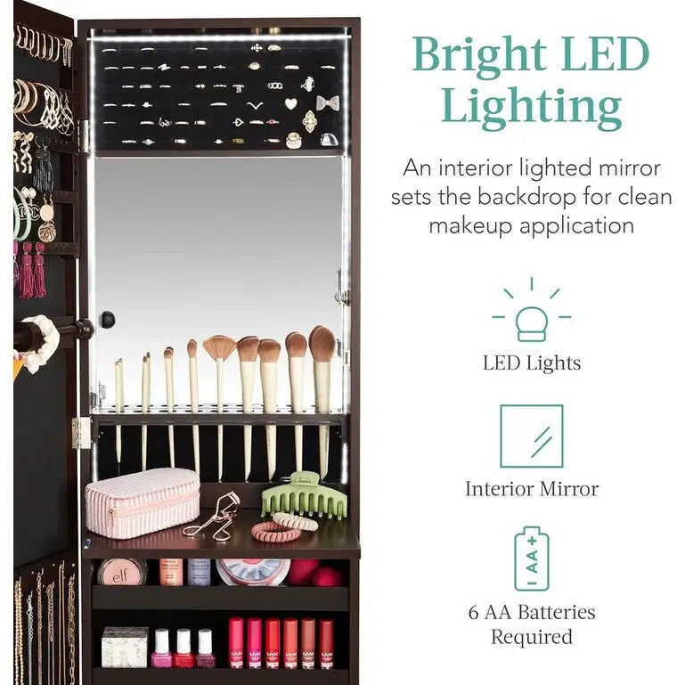 Armoire à bijoux miroir LED