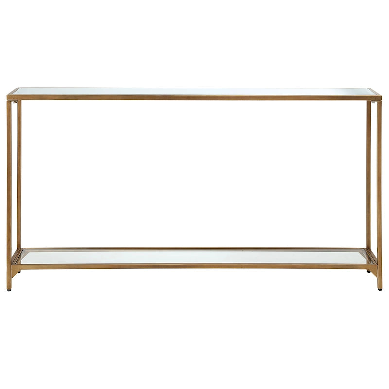 Console étroite en métal et verre trempé