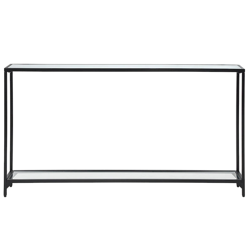Console étroite en métal et verre trempé