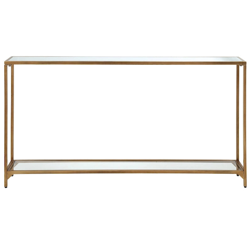 Console étroite en métal et verre trempé