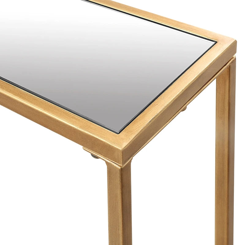 Console étroite en métal et verre trempé