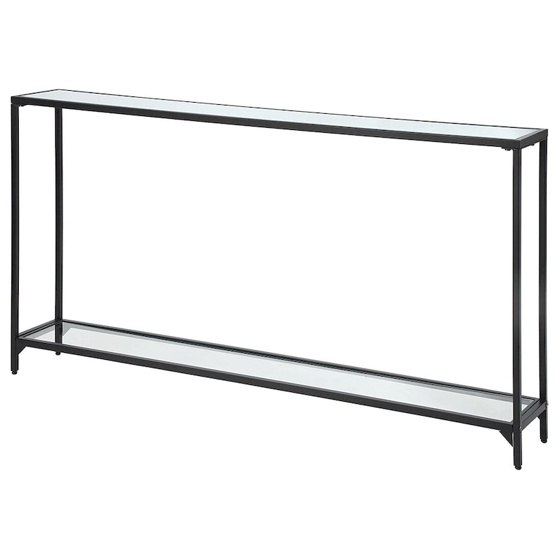 Console étroite en métal et verre trempé