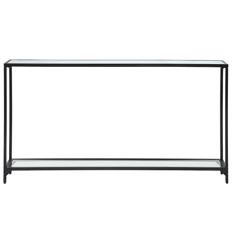 Console étroite en métal et verre trempé