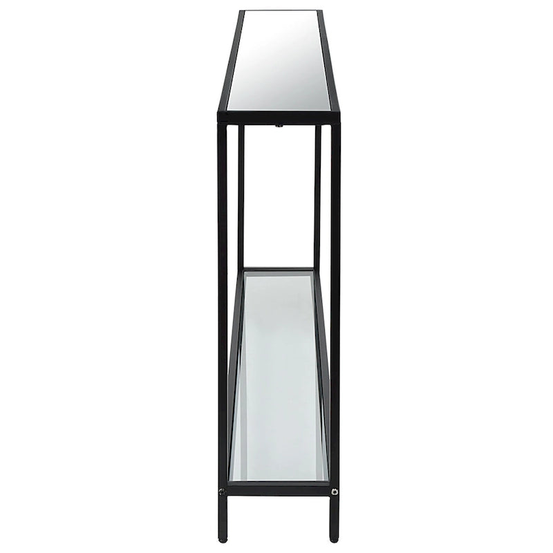 Console étroite en métal et verre trempé