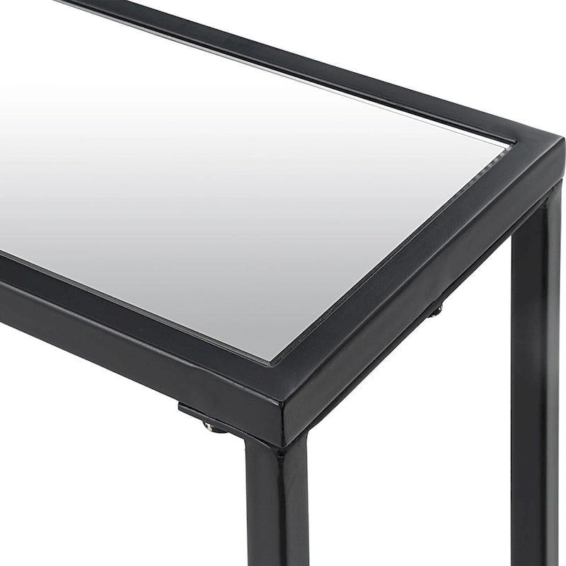 Console étroite en métal et verre trempé