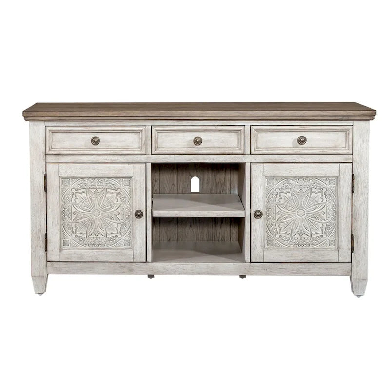 Meuble TV en carreaux de tabac blanc antique