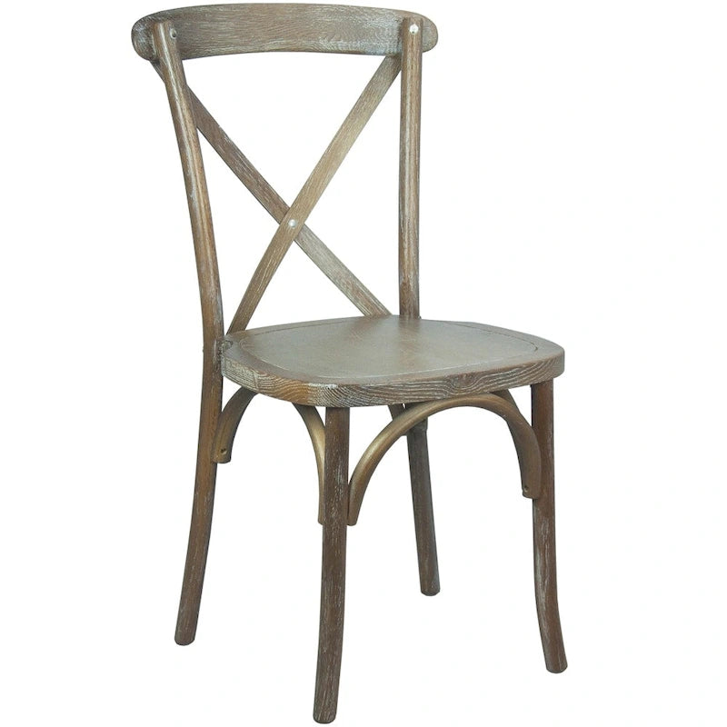 Chaises de salle à manger modernes en bois massif empilables avec dossier en croix (lot de 2)