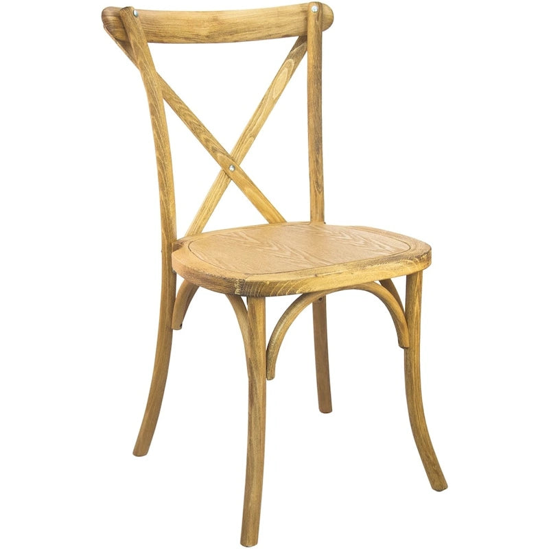 Chaises de salle à manger modernes en bois massif empilables avec dossier en croix (lot de 2)