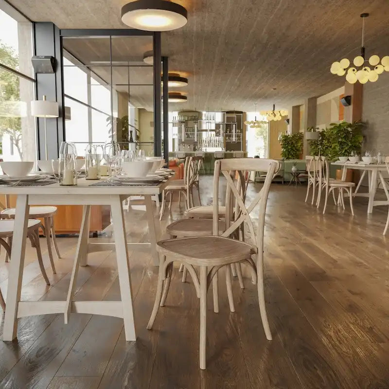 Chaises de salle à manger modernes en bois massif empilables avec dossier en croix (lot de 2)