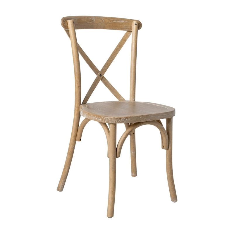 Chaises de salle à manger modernes en bois massif empilables avec dossier en croix (lot de 2)