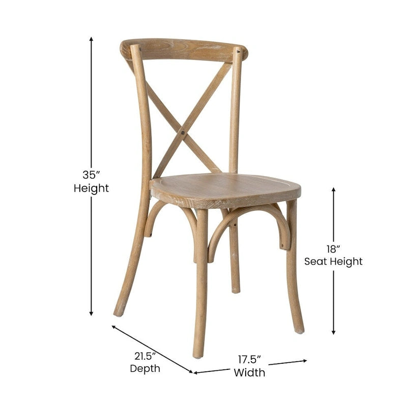 Chaises de salle à manger modernes en bois massif empilables avec dossier en croix (lot de 2)