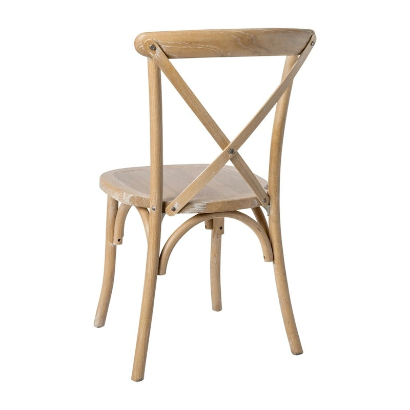 Chaises de salle à manger modernes en bois massif empilables avec dossier en croix (lot de 2)