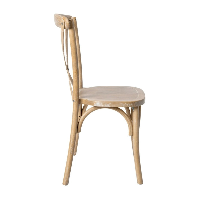 Chaises de salle à manger modernes en bois massif empilables avec dossier en croix (lot de 2)