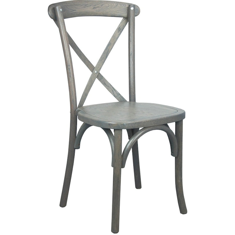 Chaises de salle à manger modernes en bois massif empilables avec dossier en croix (lot de 2)