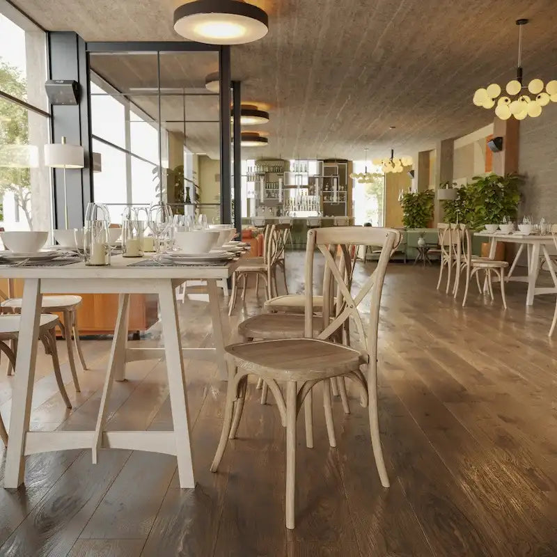 Chaises de salle à manger modernes en bois massif empilables avec dossier en croix (lot de 2)