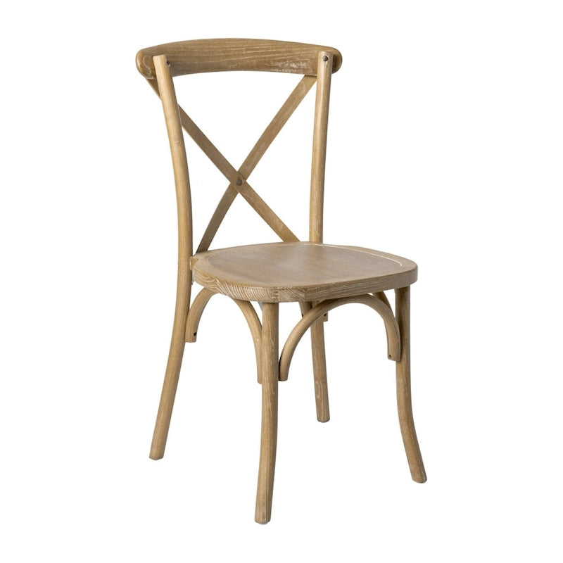 Chaises de salle à manger modernes en bois massif empilables avec dossier en croix (lot de 2)