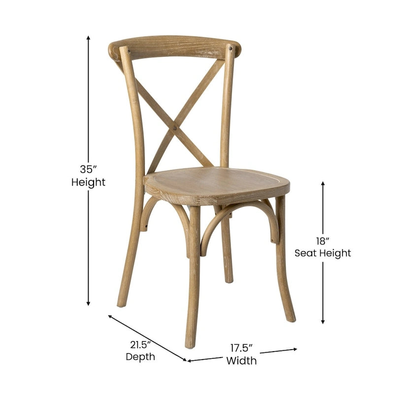 Chaises de salle à manger modernes en bois massif empilables avec dossier en croix (lot de 2)