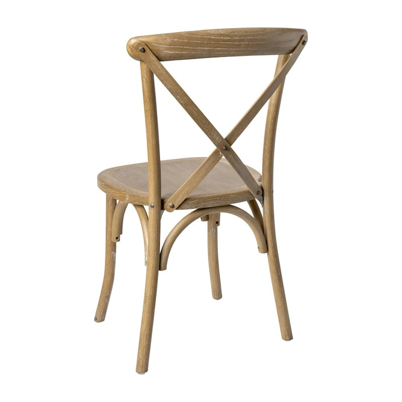 Chaises de salle à manger modernes en bois massif empilables avec dossier en croix (lot de 2)