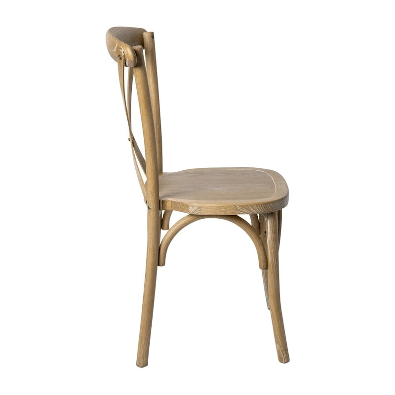 Chaises de salle à manger modernes en bois massif empilables avec dossier en croix (lot de 2)