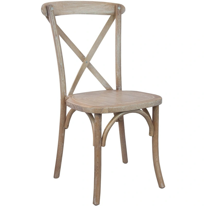 Chaises de salle à manger modernes en bois massif empilables avec dossier en croix (lot de 2)