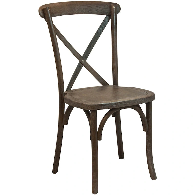 Chaises de salle à manger modernes en bois massif empilables avec dossier en croix (lot de 2)