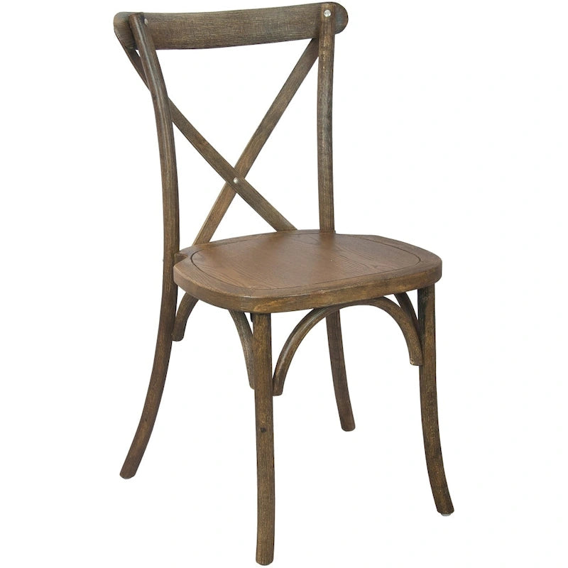Chaises de salle à manger modernes en bois massif empilables avec dossier en croix (lot de 2)