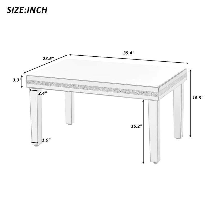 Tables basses miroirs modernes en verre (lot de 3)