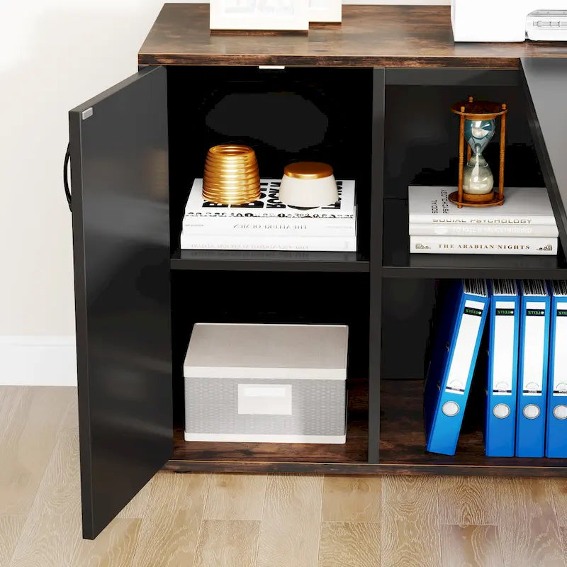 Bureau de direction en L avec caisson de rangement