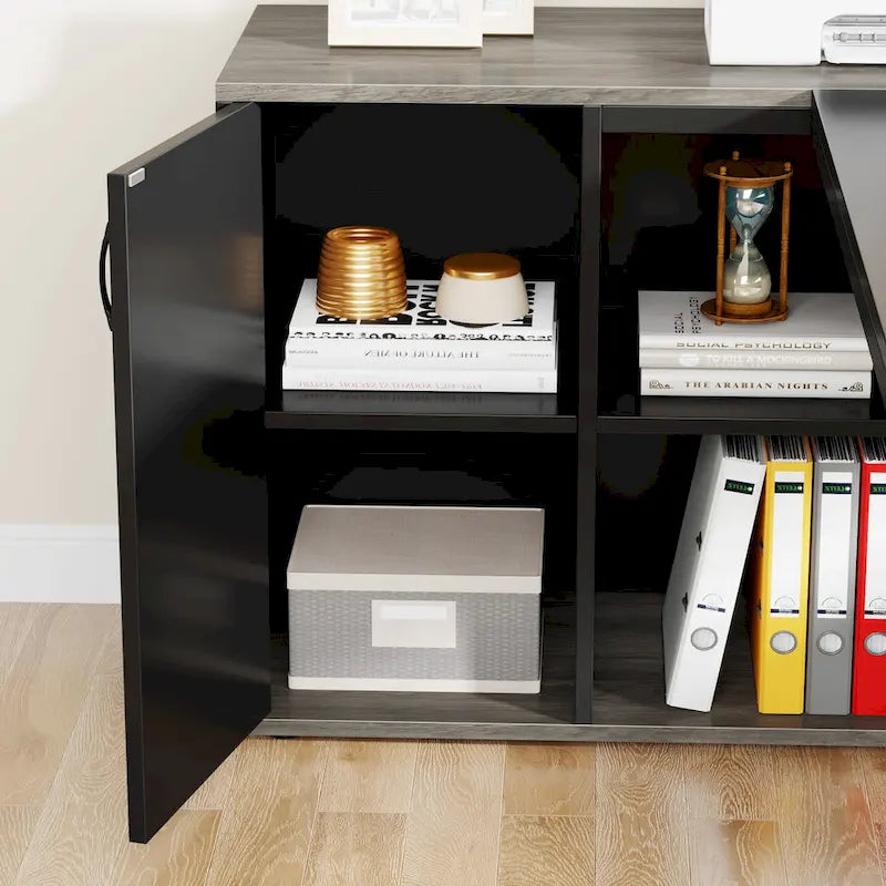 Bureau de direction en L avec caisson de rangement